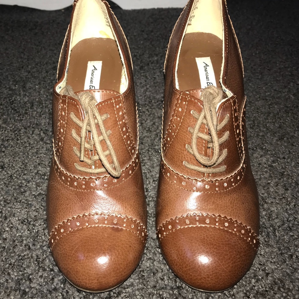 American eagle platform tan heel